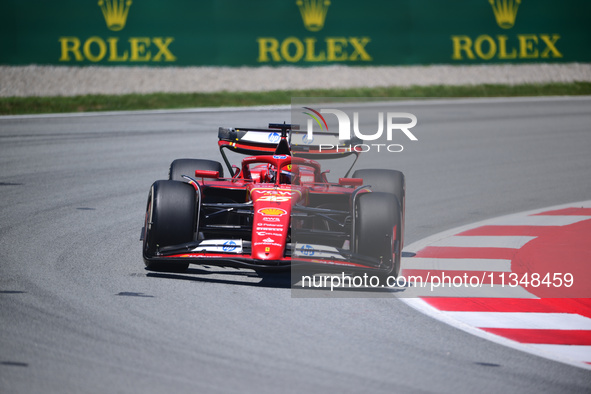 Charles Leclerc of Scuderia Ferrari is driving his single-seater during free practice of the Spanish GP, the 10th round of the Formula 1 Wor...