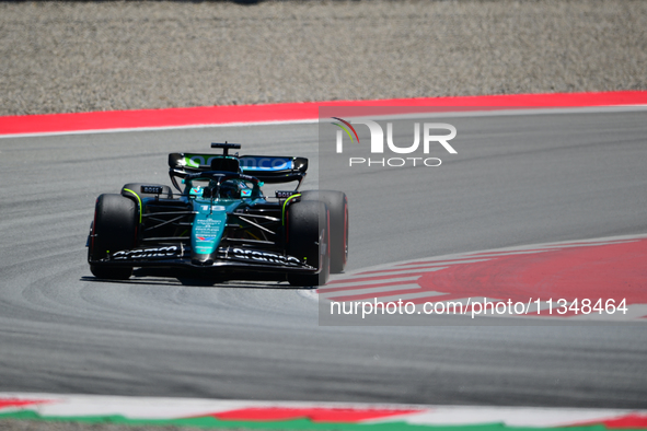 Lance Stroll of Aston Martin Cognizant F1 Team is driving his single-seater during free practice of the Spanish GP, the 10th round of the Fo...