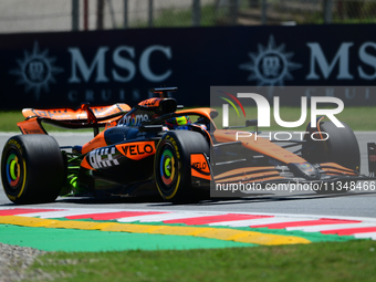 Oscar Piastri of McLaren F1 Team is driving his single-seater during free practice of the Spanish GP, the 10th round of the Formula 1 World...