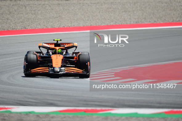 Lando Norris of the McLaren F1 Team is driving his single-seater during free practice of the Spanish GP, the 10th round of the Formula 1 Wor...