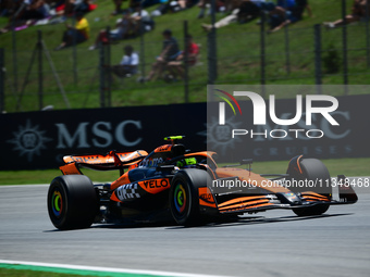 Lando Norris of the McLaren F1 Team is driving his single-seater during free practice of the Spanish GP, the 10th round of the Formula 1 Wor...