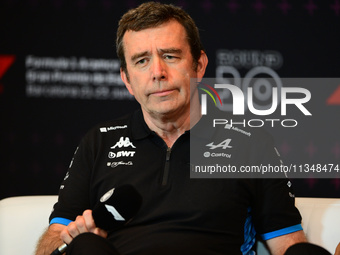 Bruno Famin of Alpine F1 Team is speaking during the official team principal press conference of the Spanish GP, the 10th round of the Formu...