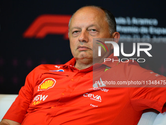 Frederic Vasseur of Scuderia Ferrari is speaking during the official team principal press conference of the Spanish GP, the 10th round of th...