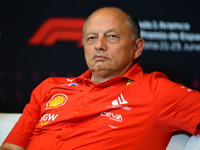 Frederic Vasseur of Scuderia Ferrari is speaking during the official team principal press conference of the Spanish GP, the 10th round of th...