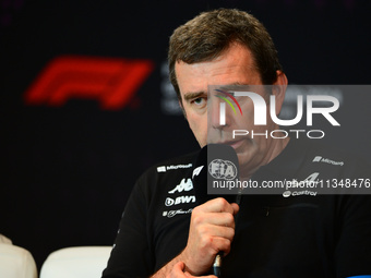 Bruno Famin of Alpine F1 Team is speaking during the official team principal press conference of the Spanish GP, the 10th round of the Formu...