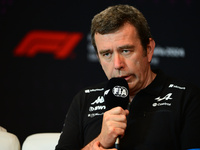 Bruno Famin of Alpine F1 Team is speaking during the official team principal press conference of the Spanish GP, the 10th round of the Formu...