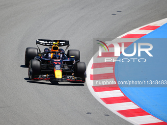 Sergio Perez of Red Bull Racing Honda is driving his single-seater during free practice of the Spanish GP, the 10th round of the Formula 1 W...