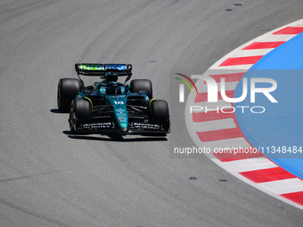 Lance Stroll of Aston Martin Cognizant F1 Team is driving his single-seater during free practice of the Spanish GP, the 10th round of the Fo...