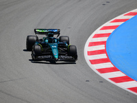 Lance Stroll of Aston Martin Cognizant F1 Team is driving his single-seater during free practice of the Spanish GP, the 10th round of the Fo...