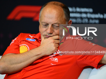 Frederic Vasseur of Scuderia Ferrari is speaking during the official team principal press conference of the Spanish GP, the 10th round of th...