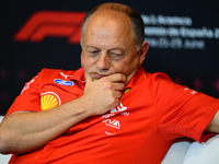 Frederic Vasseur of Scuderia Ferrari is speaking during the official team principal press conference of the Spanish GP, the 10th round of th...