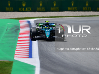 Fernando Alonso of Aston Martin Cognizant F1 Team is driving his single-seater during free practice of the Spanish GP, the 10th round of the...