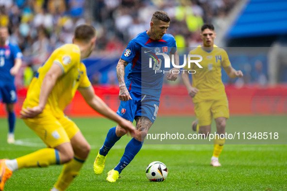 Juraj Kucka of Slovakia is controlling the ball  during the UEFA EURO 2024 group stage match between Slovakia and Ukraine at Dusseldorf Aren...