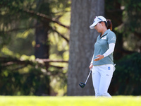 Jin Young Ko of Republic of Korea reacts after putting on the 9th green during the first round of the KPMG Women's PGA Championship at Sahal...