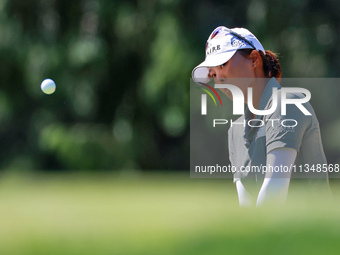 Jin Young Ko of Republic of Korea chips up to the 8th green during the first round of the KPMG Women's PGA Championship at Sahalee Country C...