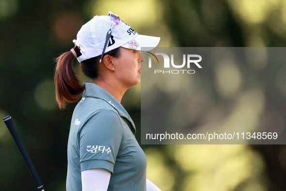 Jin Young Ko of Republic of Korea waits at the 8th green during the first round of the KPMG Women's PGA Championship at Sahalee Country Club...