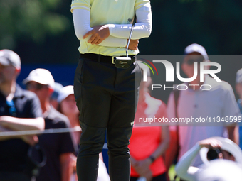 Yuka Saso of Japan waits on the 8th green during the first round of the KPMG Women's PGA Championship at Sahalee Country Club on Thursday, J...