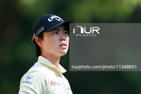 Yuka Saso of Japan looks from the 9th tee during the first round of the KPMG Women's PGA Championship at Sahalee Country Club on Thursday, J...