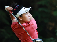 Lucy Li of Redwood Shores, California hits from the 16th tee during the first round of the KPMG Women's PGA Championship at Sahalee Country...