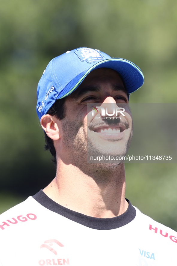 Daniel Ricciardo of RB before first practice ahead of the Formula 1 Spanish Grand Prix at Circuit de Barcelona-Catalunya in Barcelona, Spain...