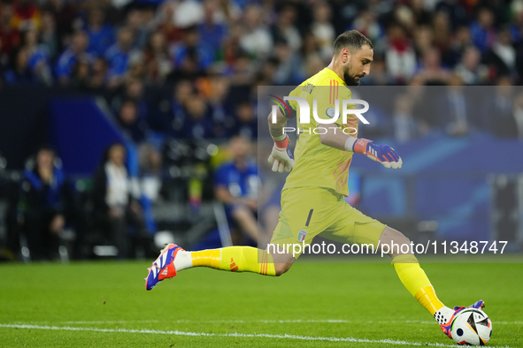 Gianluigi Donnarumma goalkeeper of Italy and Paris Saint-Germain during the UEFA EURO 2024 group stage match between Spain and Italy at Aren...