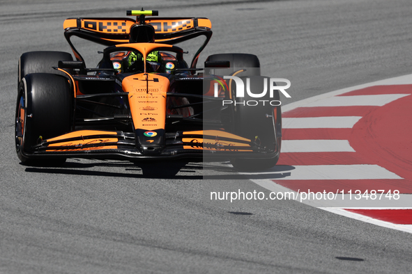 Lando Norris of McLaren during first practice ahead of the Formula 1 Spanish Grand Prix at Circuit de Barcelona-Catalunya in Barcelona, Spai...