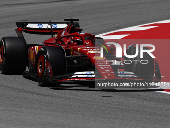 Charles Leclerc of Ferrari during first practice ahead of the Formula 1 Spanish Grand Prix at Circuit de Barcelona-Catalunya in Barcelona, S...