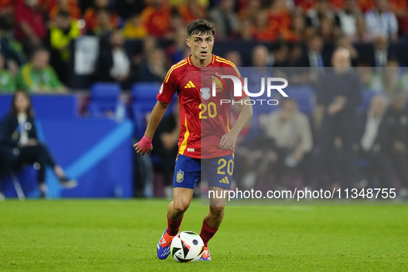 Pedri central midfield of Spain and FC Barcelona during the UEFA EURO 2024 group stage match between Spain and Italy at Arena AufSchalke on...