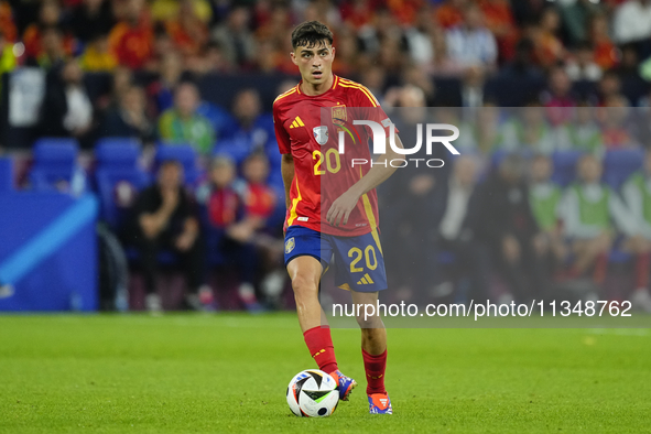 Pedri central midfield of Spain and FC Barcelona during the UEFA EURO 2024 group stage match between Spain and Italy at Arena AufSchalke on...