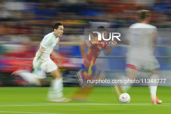 Federico Chiesa left winger of Italy and Juventus FC during the UEFA EURO 2024 group stage match between Spain and Italy at Arena AufSchalke...