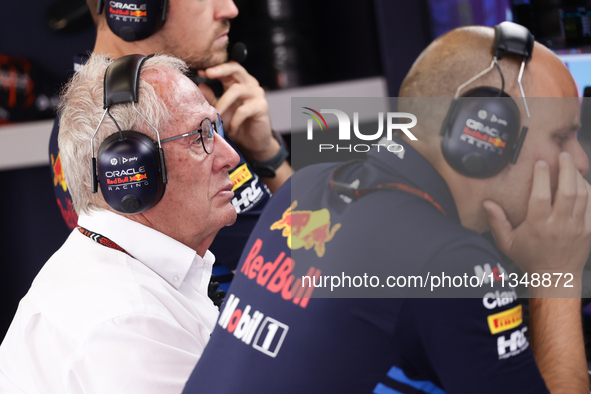 Helmut Marko during second practice ahead of the Formula 1 Spanish Grand Prix at Circuit de Barcelona-Catalunya in Barcelona, Spain on June...