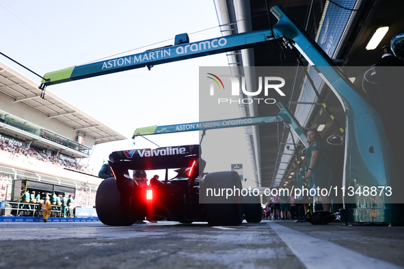 Lance Stroll of Aston Martin Aramco during second practice ahead of the Formula 1 Spanish Grand Prix at Circuit de Barcelona-Catalunya in Ba...