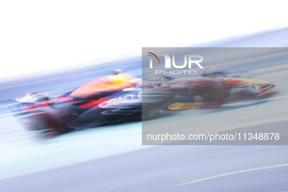 Sergio Perez of Red Bull Racing during second practice ahead of the Formula 1 Spanish Grand Prix at Circuit de Barcelona-Catalunya in Barcel...