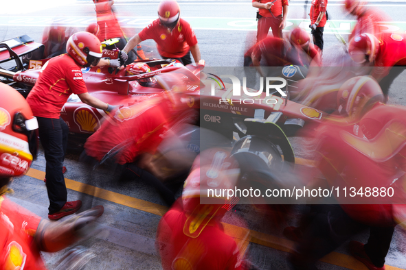 Carlos Sainz of Ferrari during second practice ahead of the Formula 1 Spanish Grand Prix at Circuit de Barcelona-Catalunya in Barcelona, Spa...