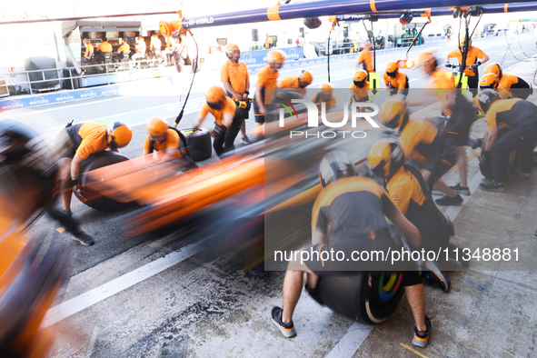 Oscar Piastri of McLaren during second practice ahead of the Formula 1 Spanish Grand Prix at Circuit de Barcelona-Catalunya in Barcelona, Sp...