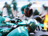 Fernando Alonso of Aston Martin Aramco during second practice ahead of the Formula 1 Spanish Grand Prix at Circuit de Barcelona-Catalunya in...