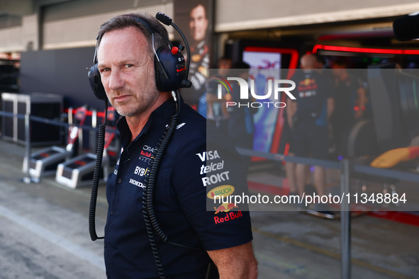 Christian Horner before second practice ahead of the Formula 1 Spanish Grand Prix at Circuit de Barcelona-Catalunya in Barcelona, Spain on J...