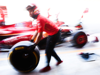 Ferrari mechanic during second practice ahead of the Formula 1 Spanish Grand Prix at Circuit de Barcelona-Catalunya in Barcelona, Spain on J...