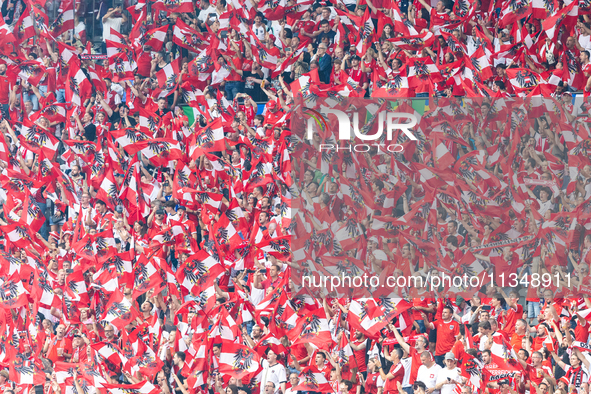 Austria fans are gathering during the UEFA Euro 2024 Group D match between Poland v Austria, at the Olympiastadion in Berlin,Germany, on Jun...