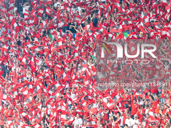 Austria fans are gathering during the UEFA Euro 2024 Group D match between Poland v Austria, at the Olympiastadion in Berlin,Germany, on Jun...