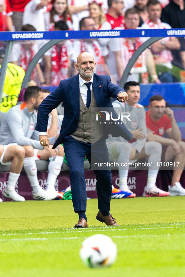 Trener Michal Probierz is reacting during the UEFA Euro 2024 Group D match between Poland v Austria, at the Olympiastadion in Berlin,Germany...