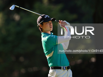 Yuka Saso of Japan plays her second shot onthe 10th hole during Day Two of the KPMG Women's PGA Championship at Sahalee Country Club in Samm...