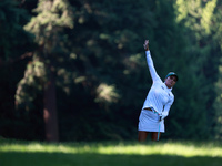 Lexi Thompson of the United States plays her second shot on the 11th hole during Day Two of the KPMG Women's PGA Championship at Sahalee Cou...