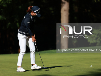 Jin Young Ko of Republic of Korea follows her putt on the 11th green during Day Two of the KPMG Women's PGA Championship at Sahalee Country...