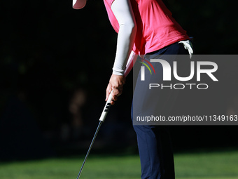 Ariya Jutanugarn of Thailand follows her putt on the 11th green during Day Two of the KPMG Women's PGA Championship at Sahalee Country Club...