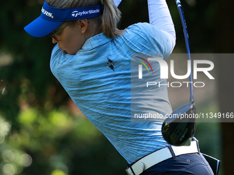 Brooke Henderson of Canada tees off on the 12th hole during Day Two of the KPMG Women's PGA Championship at Sahalee Country Club in Sammamis...