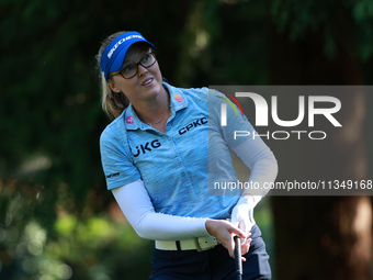 Brooke Henderson of Canada tees off on the 12th hole during Day Two of the KPMG Women's PGA Championship at Sahalee Country Club in Sammamis...