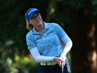 Brooke Henderson of Canada tees off on the 12th hole during Day Two of the KPMG Women's PGA Championship at Sahalee Country Club in Sammamis...