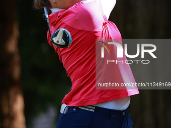 Ariya Jutanugarn of Thailand tees off on the 12th hole during Day Two of the KPMG Women's PGA Championship at Sahalee Country Club in Sammam...