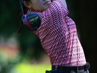 Chisato Iwai of Japan tees off on the 12th hole during Day Two of the KPMG Women's PGA Championship at Sahalee Country Club in Sammamish, Wa...